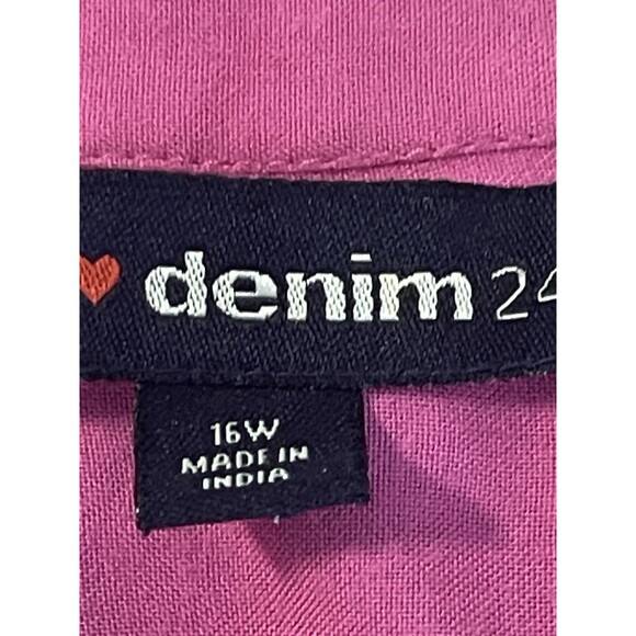 Denim 24/7 Silk Embroidered Floral Crochet Magenta Office Casual 16w Boho - Picture 11 of 12